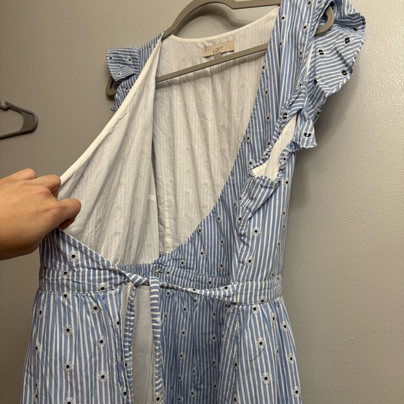 5/$20 LOFT Blue and White Striped wrap Dress - Picture 6 of 8